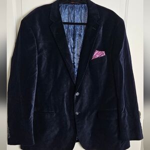 Linea Uomo Men's Black Velvet Blazer Size 48 Suit Jacket